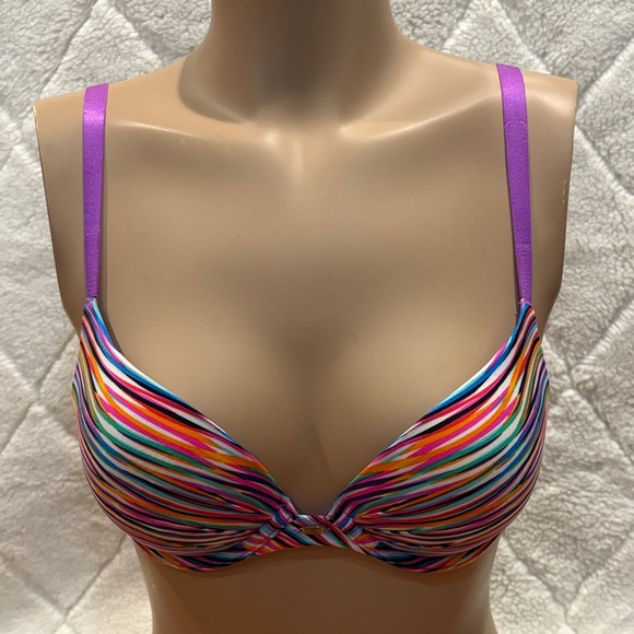Victoria’s Secret Colorful Striped Push Up Plunge bra - Picture 1 of 4